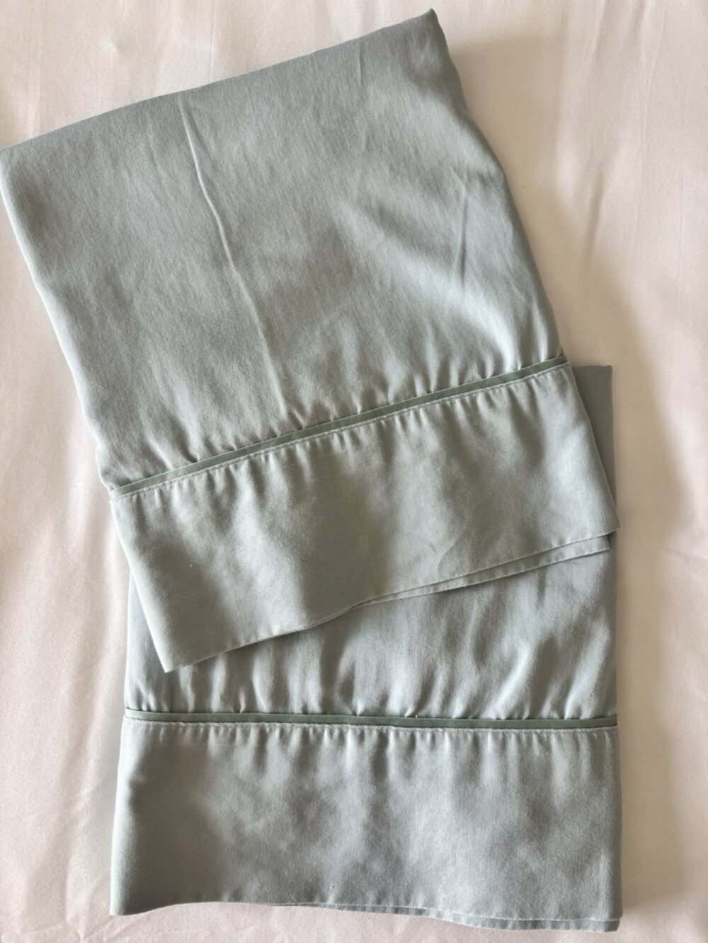 JC Penney King Pillowcases Light French Blue 100% Percent Cotton Made in USA VTG